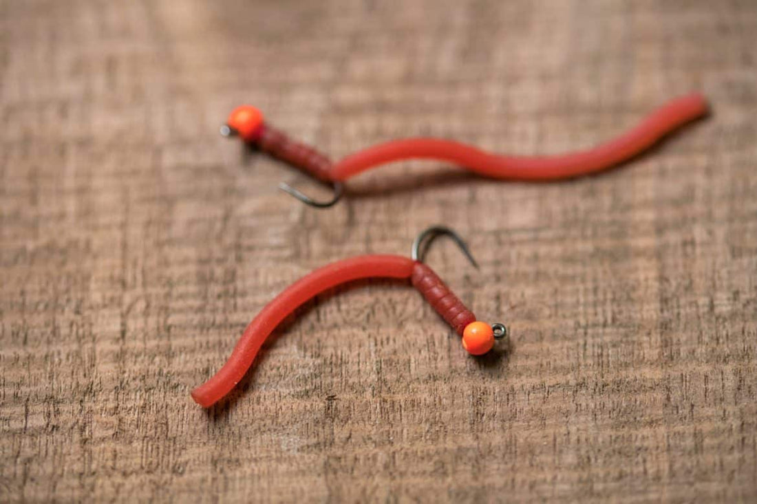 Squirmy Worm Flies 24 per box with Maggots, For Fly Fishing, Size 10 Squirmy Worm Flies 24 per box with Maggots, For Fly Fishing, Size 10