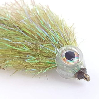 shumakers shimmering minnow olive, olive minnow fly, olive streamer fly, streamer flies, olive fly fishing streamers