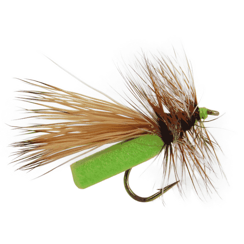 neversink caddis chartreuse, chartreuse caddis fly, foam caddis fly, trout fly, caddis fly for trout, fly fishing for trout, dry fly