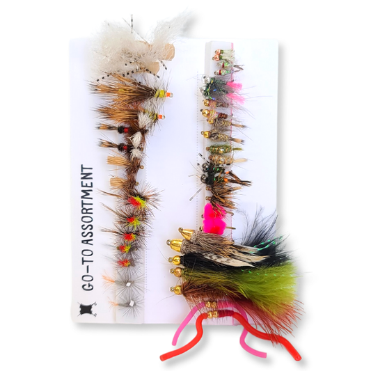 Essential Fly Fishing Assortment Go-To Nymphs Dry Flies and Streamers